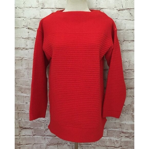 Vintage Browns of Bermuda Pure British Wool Tomato Red Sweater 36”-38” Boat Neck - Picture 1 of 6